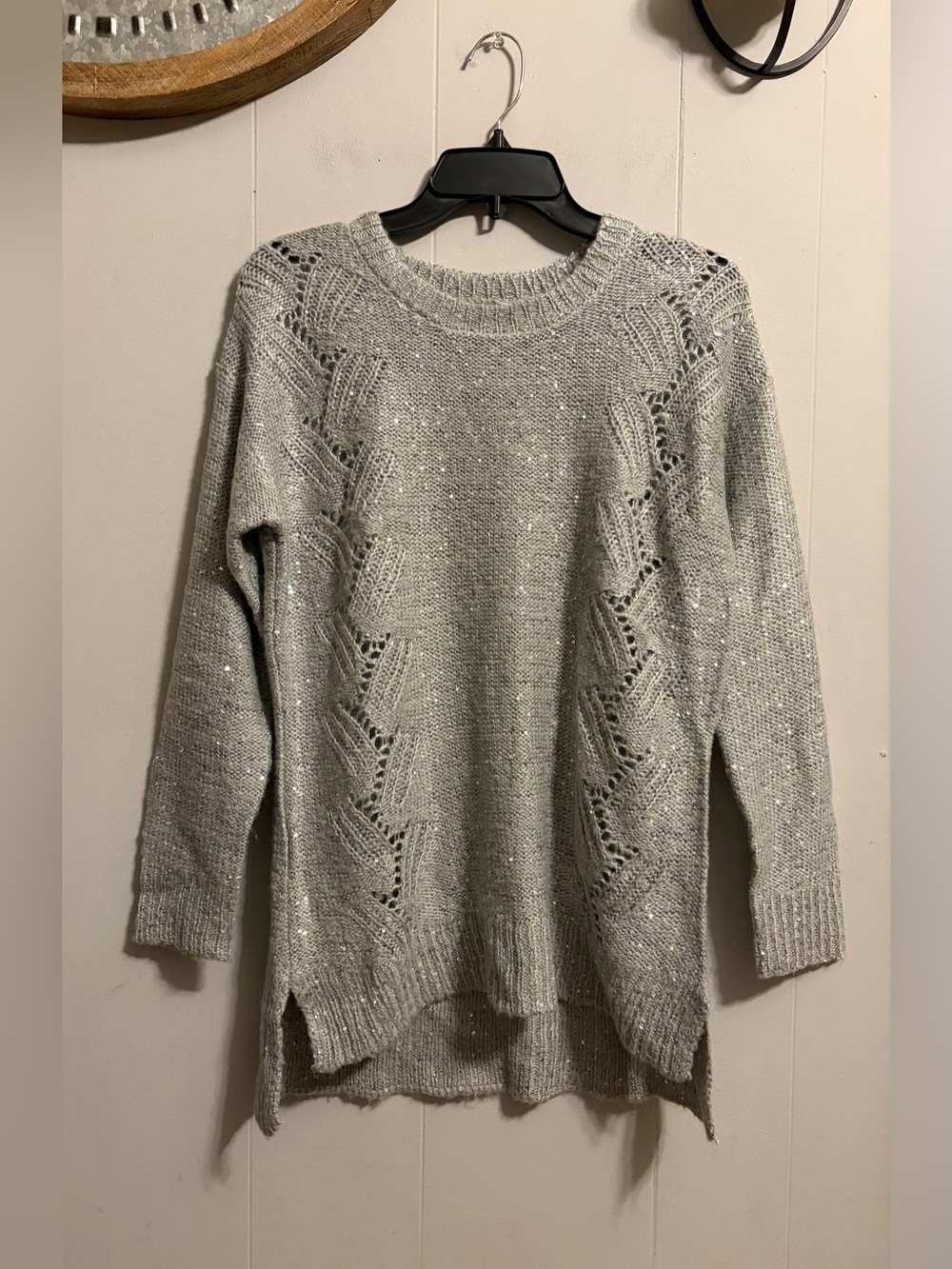 new directions Silver Sparkle Crewneck Sweater